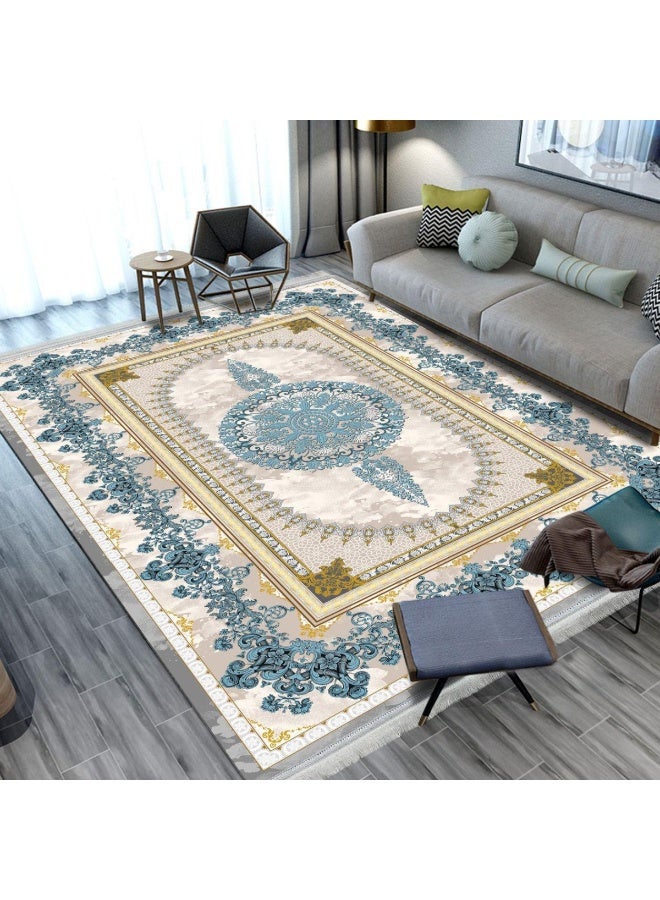 SMART HOME Large padded floor mat with a soft velvet surface and non-slip backing - Living room rug - Majlis rug - Lounge rug - Luxurious decorative rug - Elegant rug with modern patterns for living rooms and majlis - Size 350x250 cm - Suitable for everyday use and entertaining - Image 2